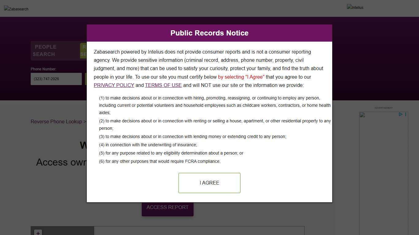 Owner Details for (323) 747-2026 Revealed Zabasearch
